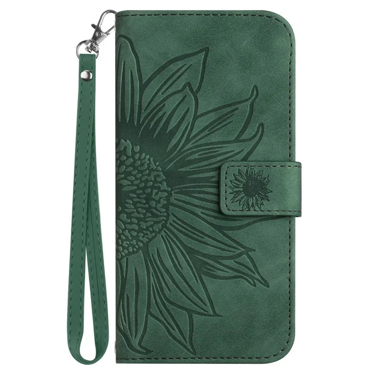 HT04 For Sony Xperia 1 VI Case Sunflower Leather Wallet Stand Phone Cover with Wrist Strap