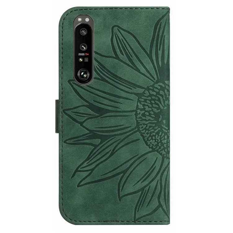HT04 For Sony Xperia 1 VI Case Sunflower Leather Wallet Stand Phone Cover with Wrist Strap