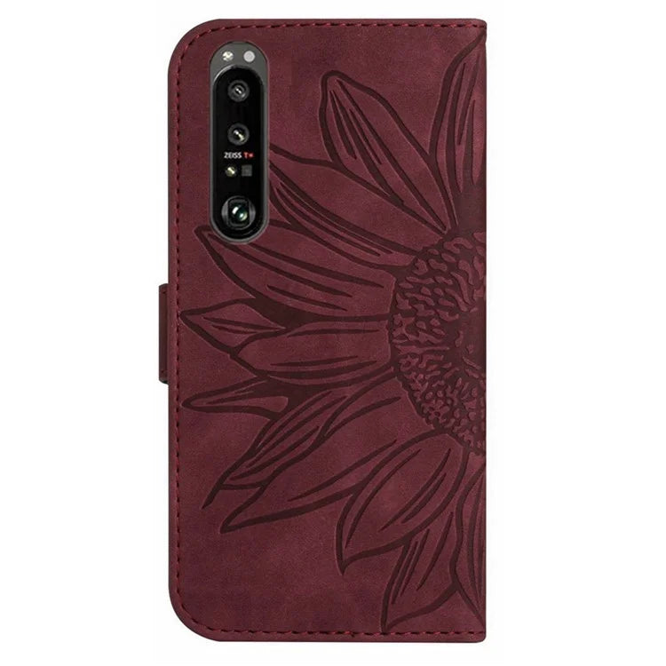 HT04 For Sony Xperia 1 VI Case Sunflower Leather Wallet Stand Phone Cover with Wrist Strap