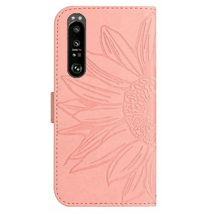 HT04 For Sony Xperia 1 VI Case Sunflower Leather Wallet Stand Phone Cover with Wrist Strap