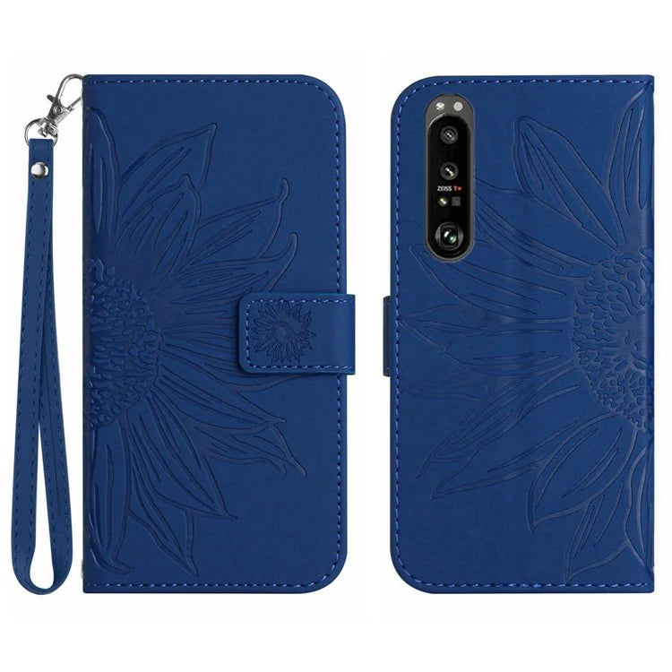 HT04 For Sony Xperia 1 VI Case Sunflower Leather Wallet Stand Phone Cover with Wrist Strap