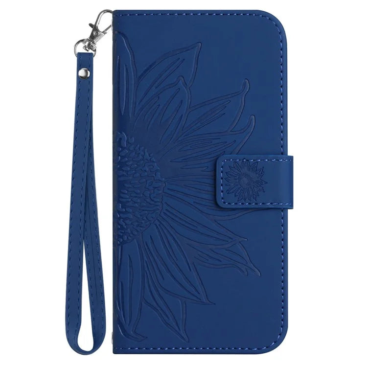 HT04 For Sony Xperia 1 VI Case Sunflower Leather Wallet Stand Phone Cover with Wrist Strap