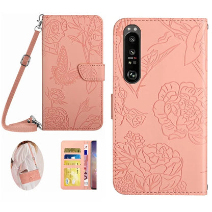 HT03 For Sony Xperia 1 VI Wallet Case Butterfly PU Leather Phone Cover with Long Strap