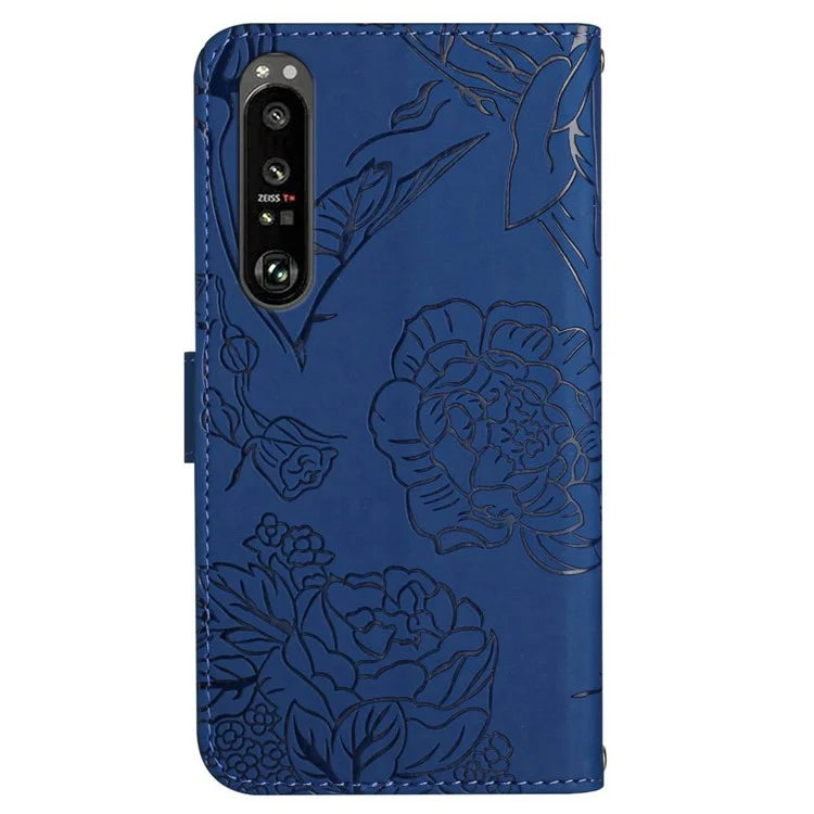HT03 For Sony Xperia 1 VI Case with Wrist Strap Butterfly Flower Leather Phone Cover