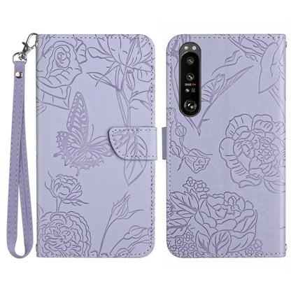 HT03 For Sony Xperia 1 VI Case with Wrist Strap Butterfly Flower Leather Phone Cover