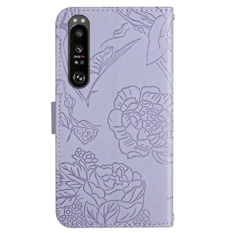 HT03 For Sony Xperia 1 VI Case with Wrist Strap Butterfly Flower Leather Phone Cover
