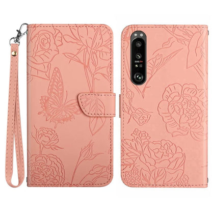 HT03 For Sony Xperia 1 VI Case with Wrist Strap Butterfly Flower Leather Phone Cover