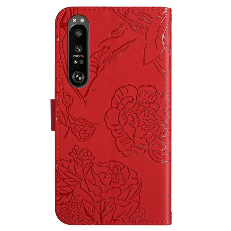 HT03 For Sony Xperia 1 VI Case with Wrist Strap Butterfly Flower Leather Phone Cover