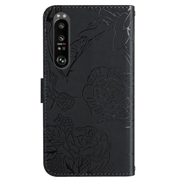 HT03 For Sony Xperia 1 VI Case with Wrist Strap Butterfly Flower Leather Phone Cover