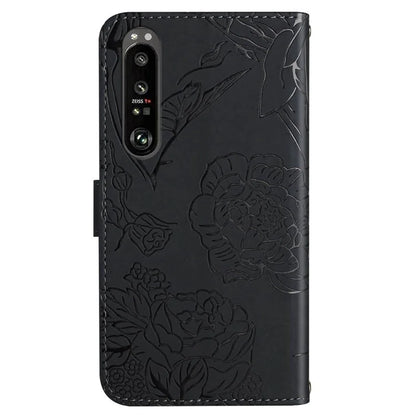 HT03 For Sony Xperia 1 VI Case with Wrist Strap Butterfly Flower Leather Phone Cover