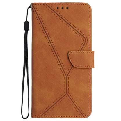 HT05 For Sony Xperia 1 VI Case Lines Imprinted Skin-touch Wallet Leather Phone Cover