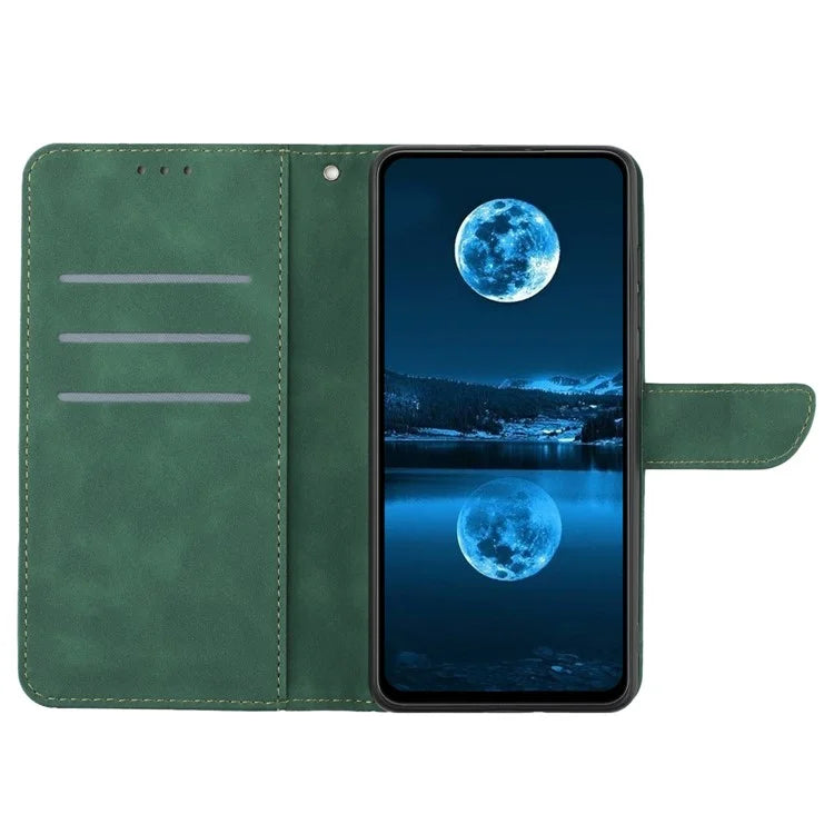 HT05 For Sony Xperia 1 VI Case Lines Imprinted Skin-touch Wallet Leather Phone Cover