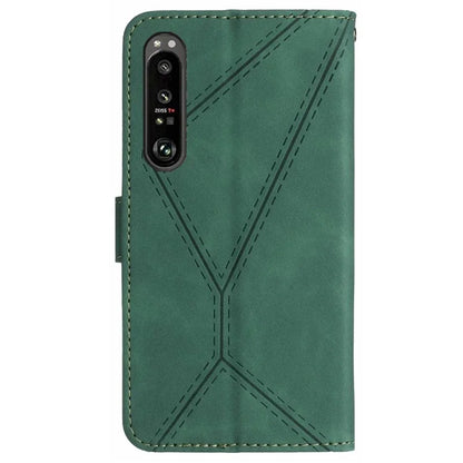 HT05 For Sony Xperia 1 VI Case Lines Imprinted Skin-touch Wallet Leather Phone Cover