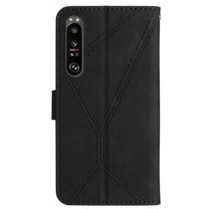 HT05 For Sony Xperia 1 VI Case Lines Imprinted Skin-touch Wallet Leather Phone Cover