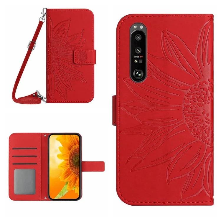HT04 For Sony Xperia 1 VI Leather Case Sunflower Pattern Wallet Crossbody Phone Cover