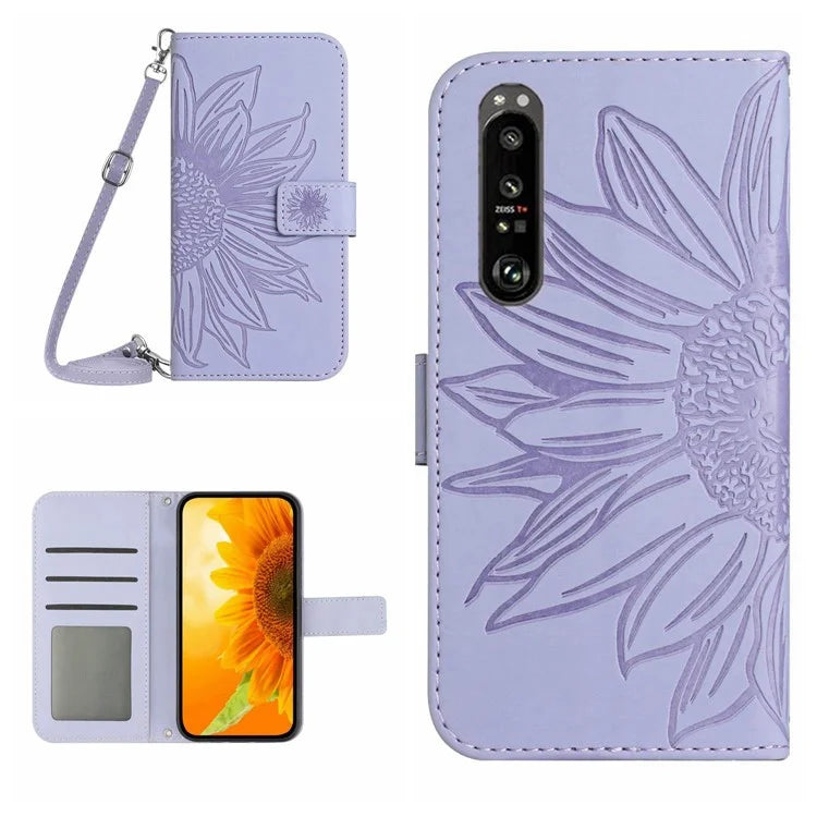 HT04 For Sony Xperia 1 VI Leather Case Sunflower Pattern Wallet Crossbody Phone Cover