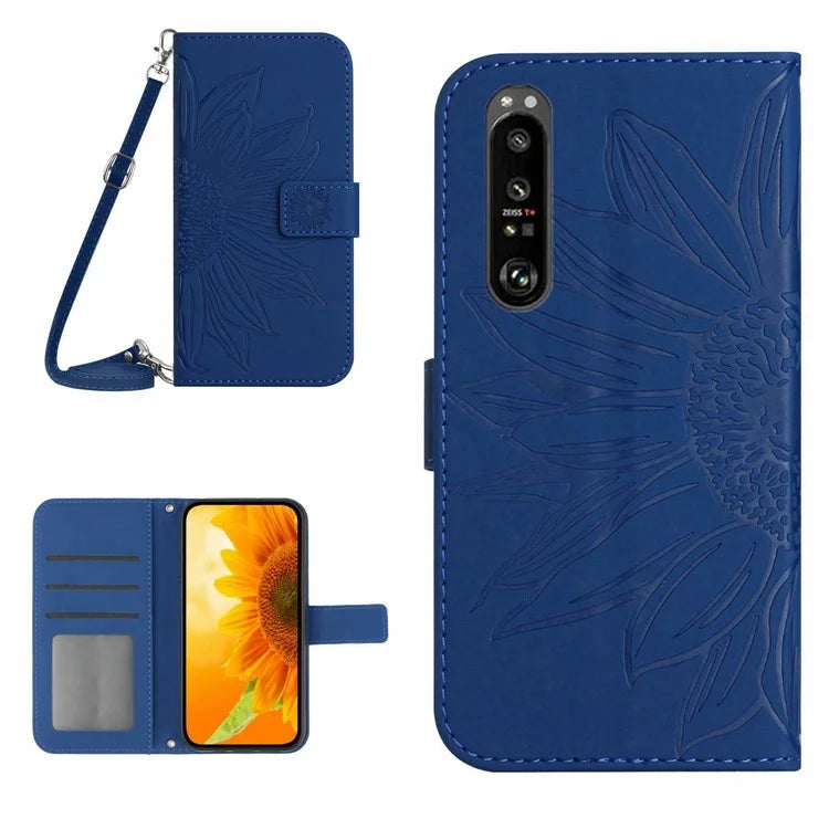 HT04 For Sony Xperia 1 VI Leather Case Sunflower Pattern Wallet Crossbody Phone Cover