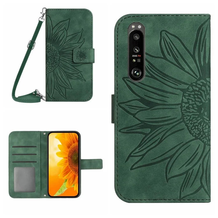 HT04 For Sony Xperia 1 VI Leather Case Sunflower Pattern Wallet Crossbody Phone Cover