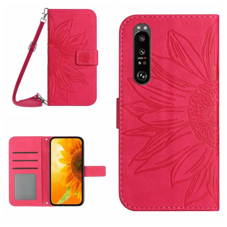 HT04 For Sony Xperia 1 VI Leather Case Sunflower Pattern Wallet Crossbody Phone Cover