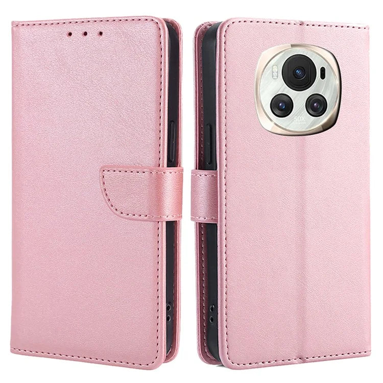 For Honor Magic6 5G Wallet Case Calf Texture PU Leather + TPU Full Protection Cover