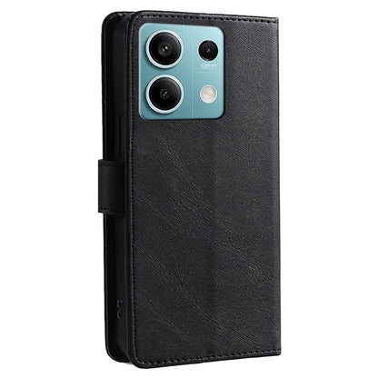 For Xiaomi Redmi Note 13 4G Case Calf Texture Leather Wallet Stand Cover Magnetic Clasp
