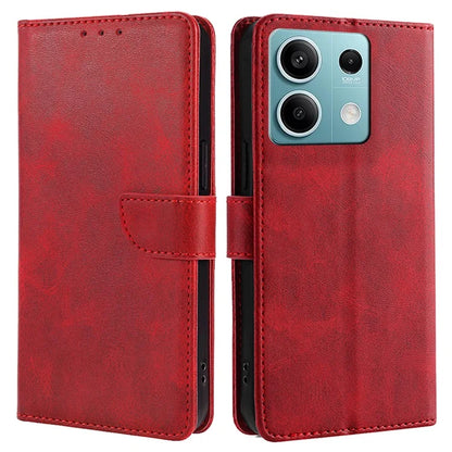 For Xiaomi Redmi Note 13 4G Case Calf Texture Leather Wallet Stand Cover Magnetic Clasp