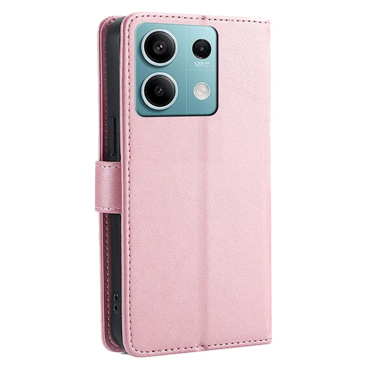 For Xiaomi Redmi Note 13 4G Case Calf Texture Leather Wallet Stand Cover Magnetic Clasp