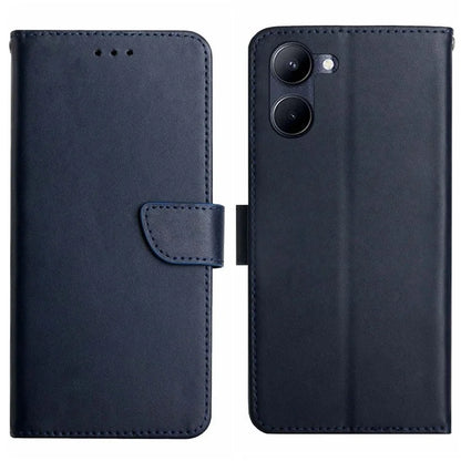 HT02 For vivo Y03 Magnetic Phone Case Nappa Texture Genuine Cow Leather Flip Stand Cover