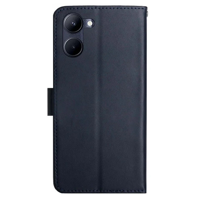 HT02 For vivo Y03 Magnetic Phone Case Nappa Texture Genuine Cow Leather Flip Stand Cover