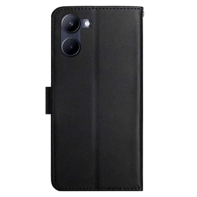 HT02 For vivo Y03 Magnetic Phone Case Nappa Texture Genuine Cow Leather Flip Stand Cover