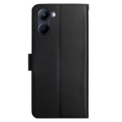 HT02 For vivo Y03 Magnetic Phone Case Nappa Texture Genuine Cow Leather Flip Stand Cover
