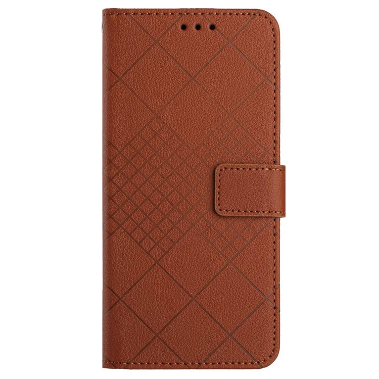 HT06 For vivo Y03 Wallet Phone Case Rhombus Pattern Imprinted Leather Cover