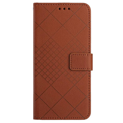 HT06 For vivo Y03 Wallet Phone Case Rhombus Pattern Imprinted Leather Cover