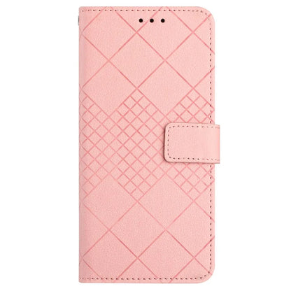HT06 For vivo Y03 Wallet Phone Case Rhombus Pattern Imprinted Leather Cover