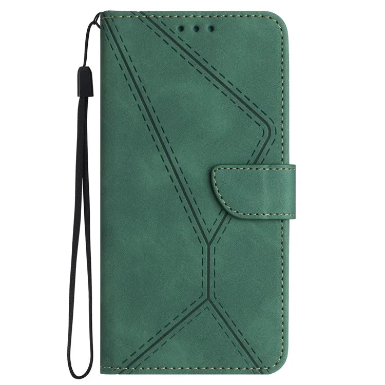 HT05 For vivo Y03 Skin-touch Case Lines Imprinted Card Holder Phone Cover