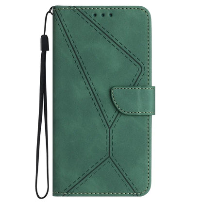 HT05 For vivo Y03 Skin-touch Case Lines Imprinted Card Holder Phone Cover