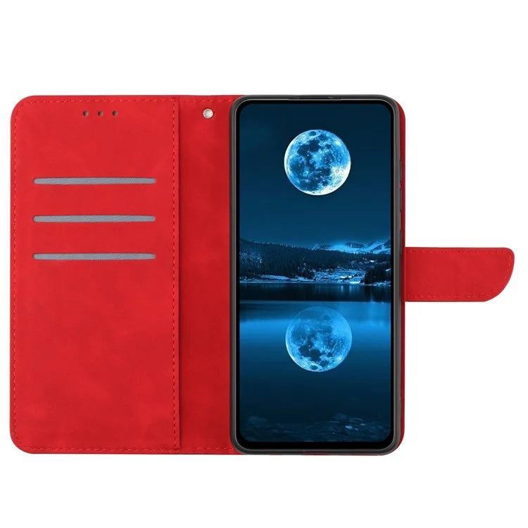 HT05 For vivo Y03 Skin-touch Case Lines Imprinted Card Holder Phone Cover