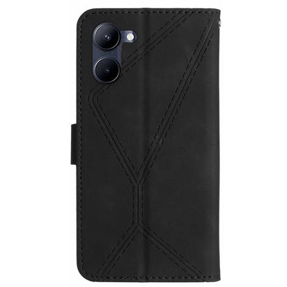 HT05 For vivo Y03 Skin-touch Case Lines Imprinted Card Holder Phone Cover