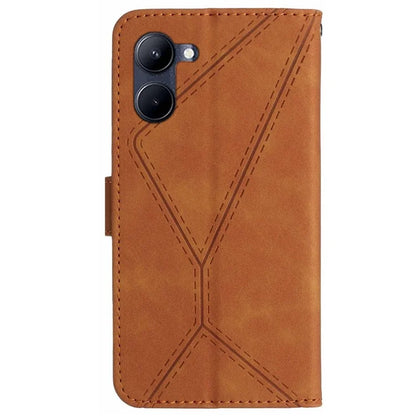 HT05 For vivo Y03 Skin-touch Case Lines Imprinted Card Holder Phone Cover