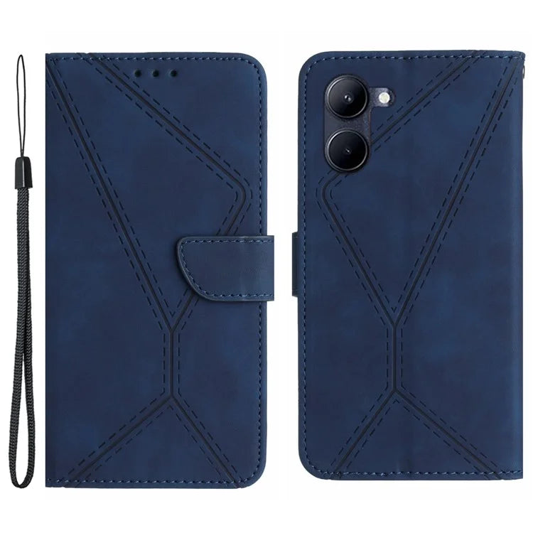 HT05 For vivo Y03 Skin-touch Case Lines Imprinted Card Holder Phone Cover