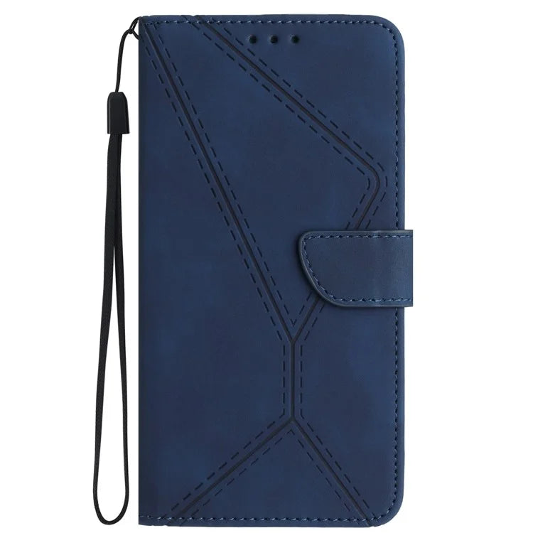 HT05 For vivo Y03 Skin-touch Case Lines Imprinted Card Holder Phone Cover