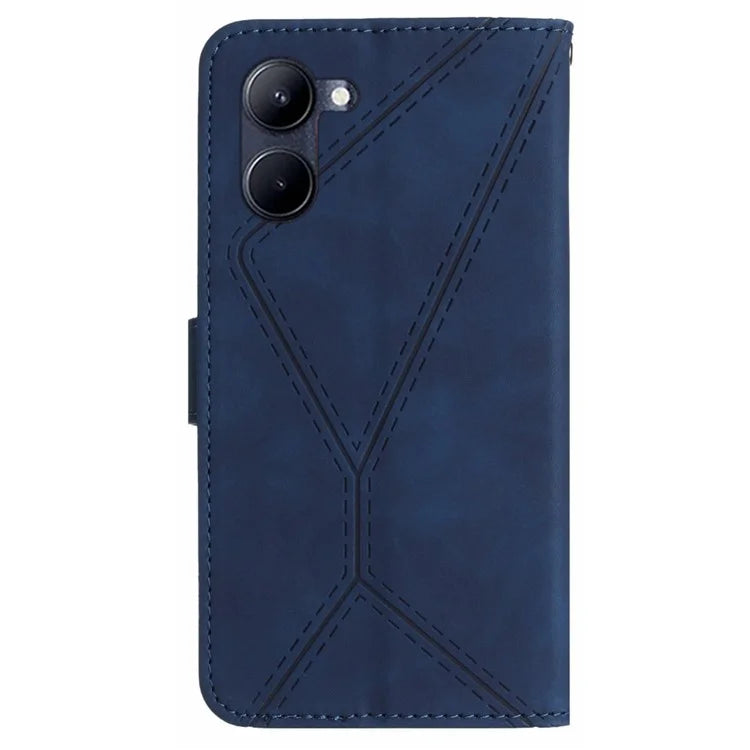 HT05 For vivo Y03 Skin-touch Case Lines Imprinted Card Holder Phone Cover