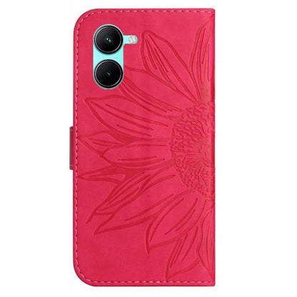 HT04 For vivo Y03 Wallet Case Sunflower Leather Stand Phone Cover with Wrist Strap
