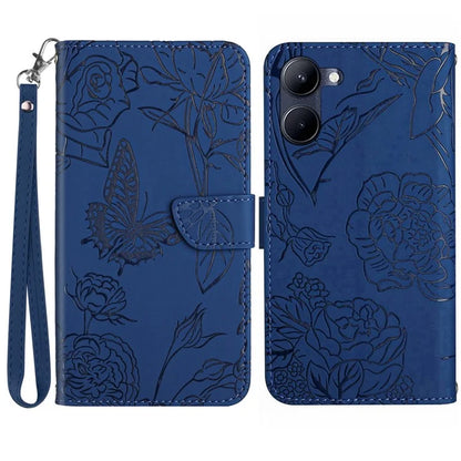 HT03 For vivo Y03 Leather Case Butterfly Flower Phone Wallet Cover with Hand Strap