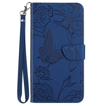HT03 For vivo Y03 Leather Case Butterfly Flower Phone Wallet Cover with Hand Strap