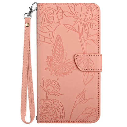 HT03 For vivo Y03 Leather Case Butterfly Flower Phone Wallet Cover with Hand Strap