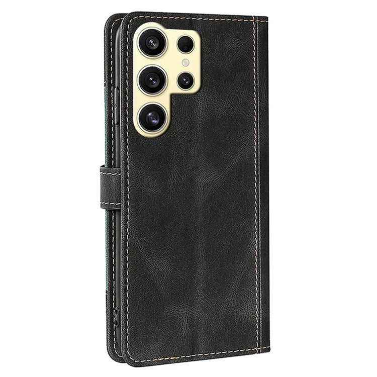 For Samsung Galaxy S24 Ultra Case Scratch-proof Straw Hat Pattern Stand Phone Leather Cover