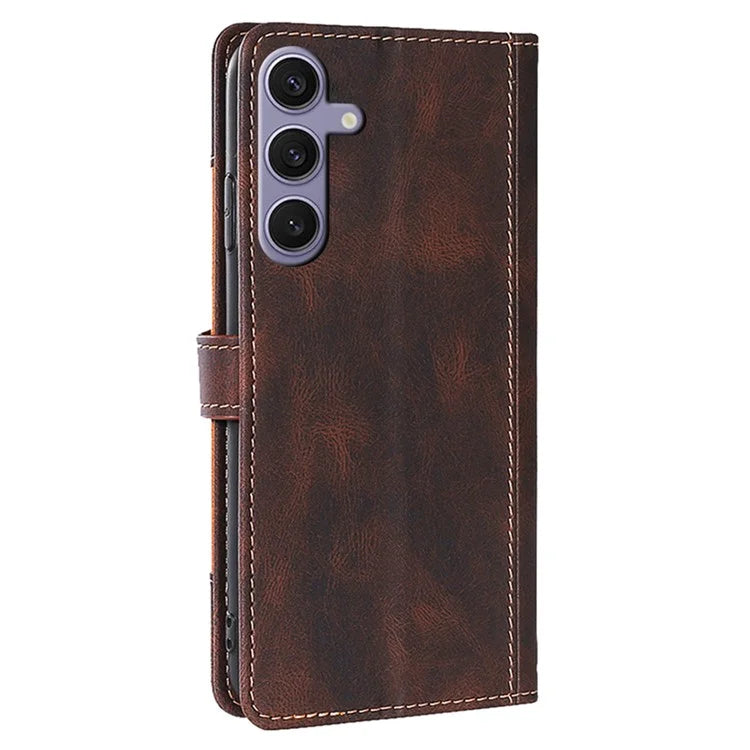 For Samsung Galaxy S24+ Leather Case Straw Hat Pattern Wallet Stand Phone Cover