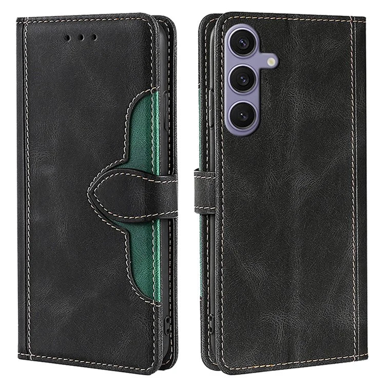 For Samsung Galaxy S24 Leather Case Straw Hat Pattern Wallet Stand Phone Cover
