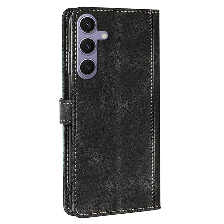 For Samsung Galaxy S24 Leather Case Straw Hat Pattern Wallet Stand Phone Cover